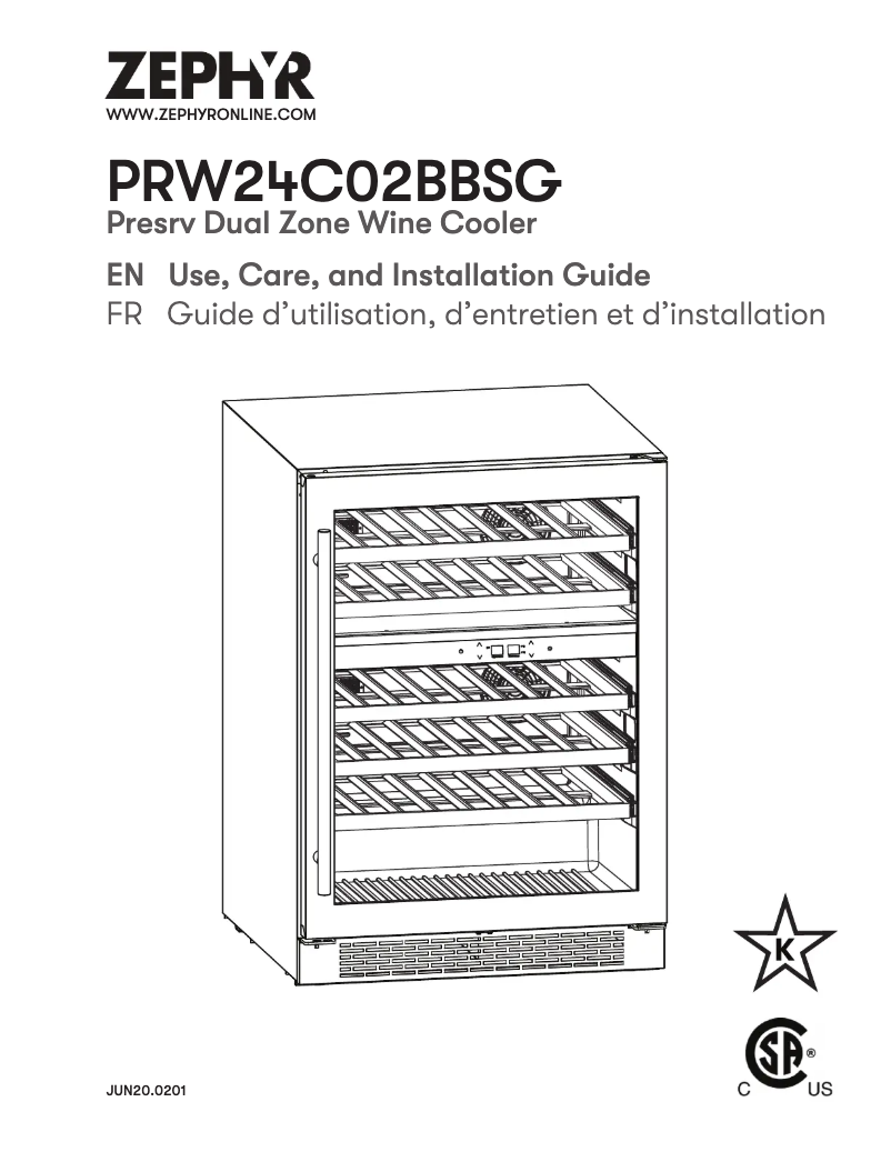 Page 1 de la notice Manuel utilisateur Zephyr Presrv PRW24C02BBSG