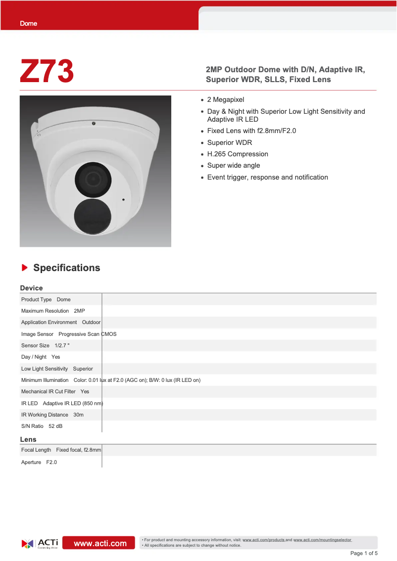 Image de la première page du manuel de l'appareil Z73
