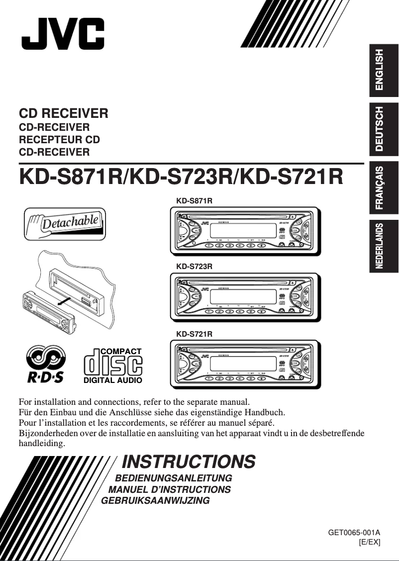 Page 1 de la notice Manuel utilisateur JVC KD-S721R