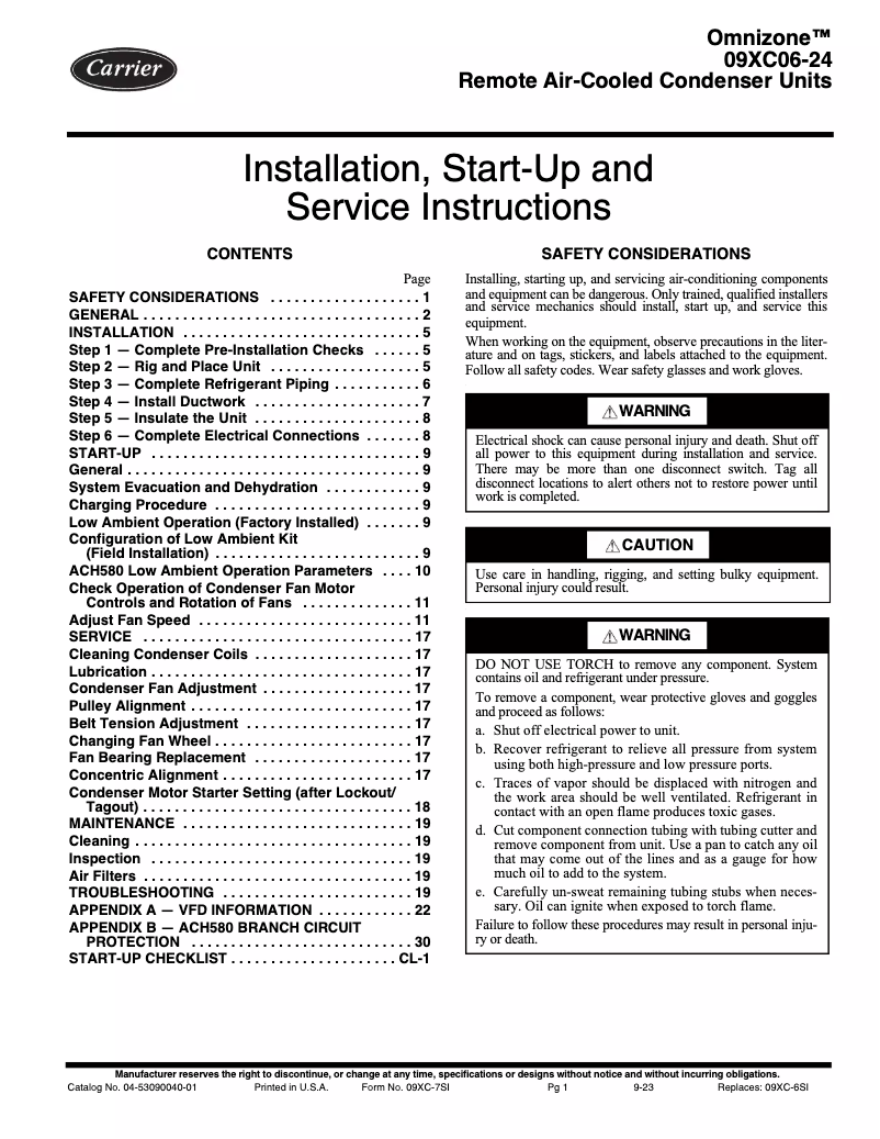 Image de la première page du manuel de l'appareil Omnizone 09XC