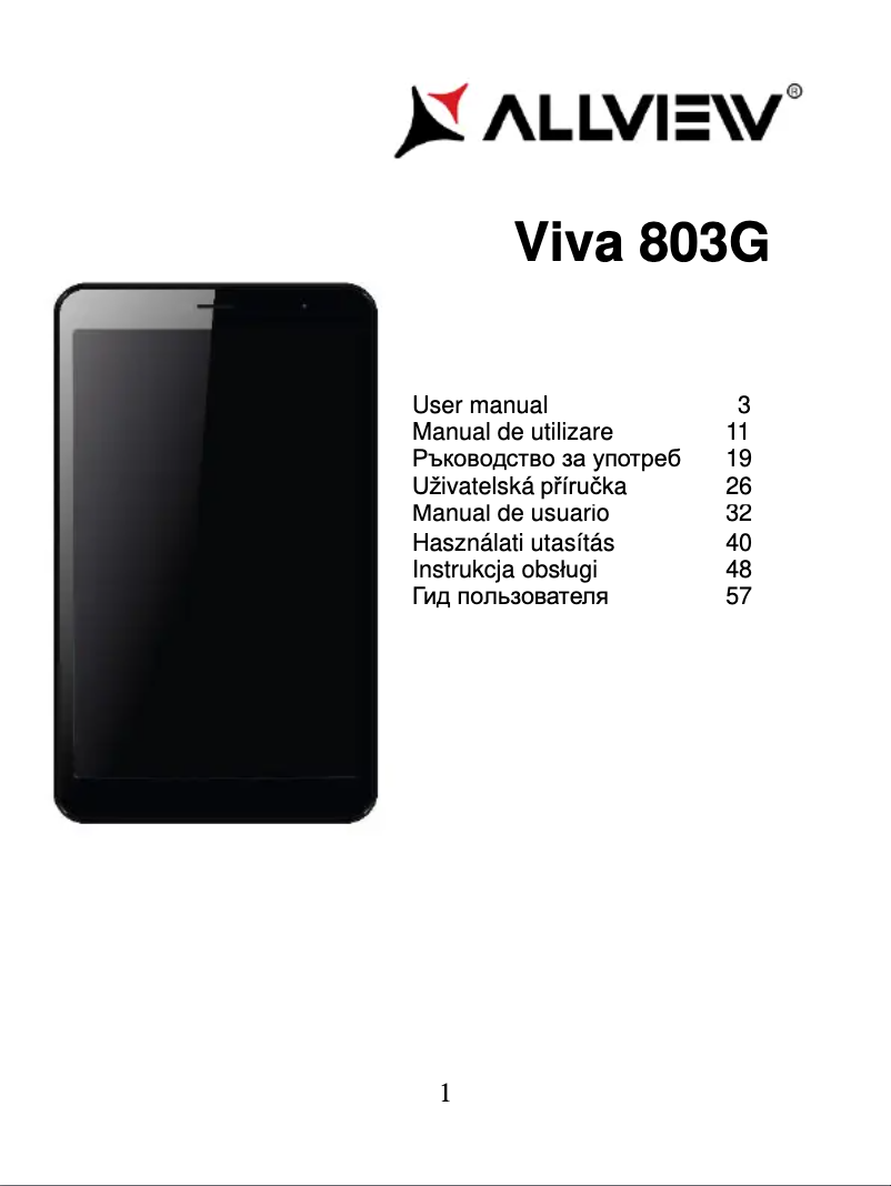 Page n°1 - Manuel utilisateur Allview Viva 803G