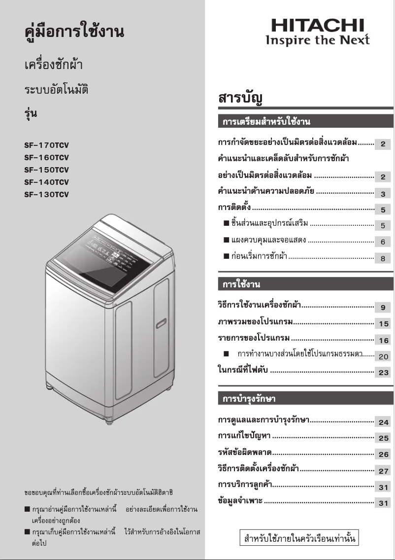 Page 1 de la notice Manuel utilisateur Hitachi SF-130TCV
