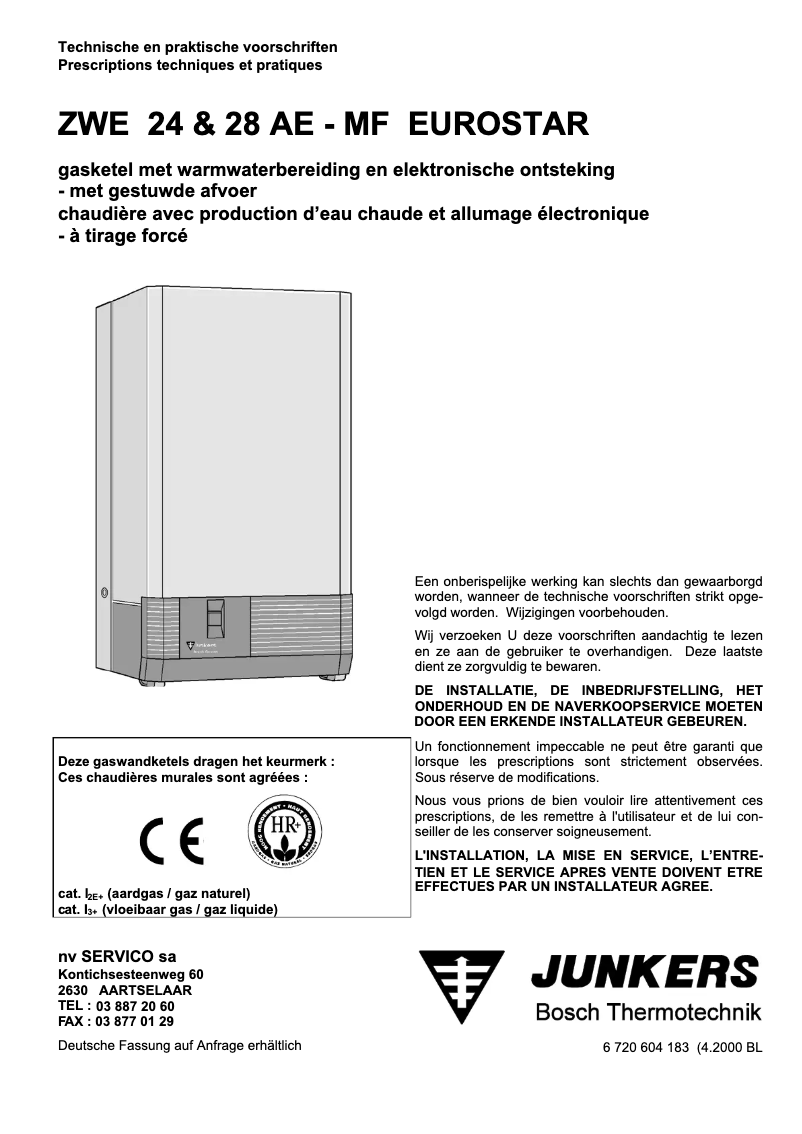 Image de la première page du manuel de l'appareil Eurostar ZWE 28 AE-MF