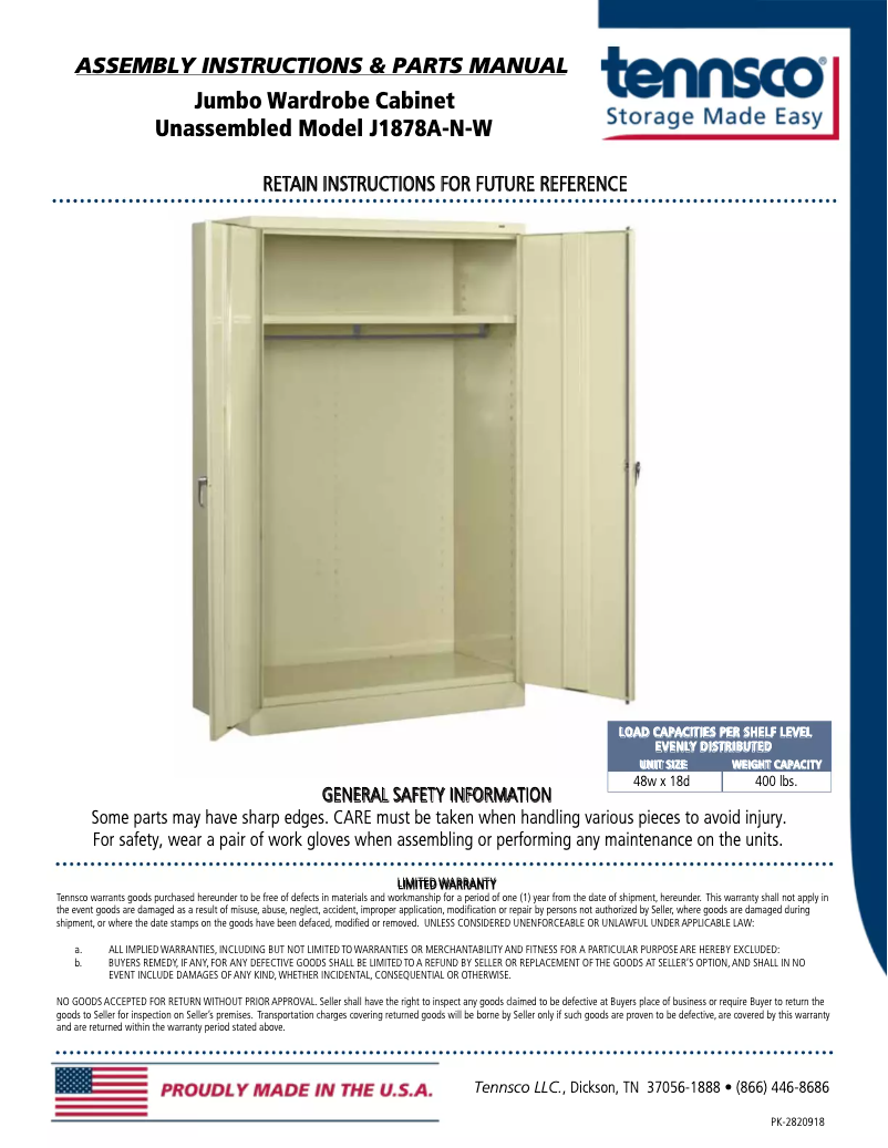 Image de la première page du manuel de l'appareil J1878A-N-W