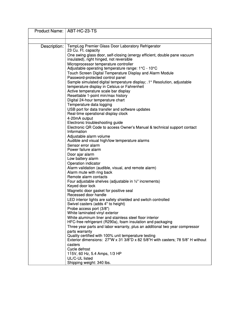 Image de la première page du manuel de l'appareil ABT-HC-23-TS