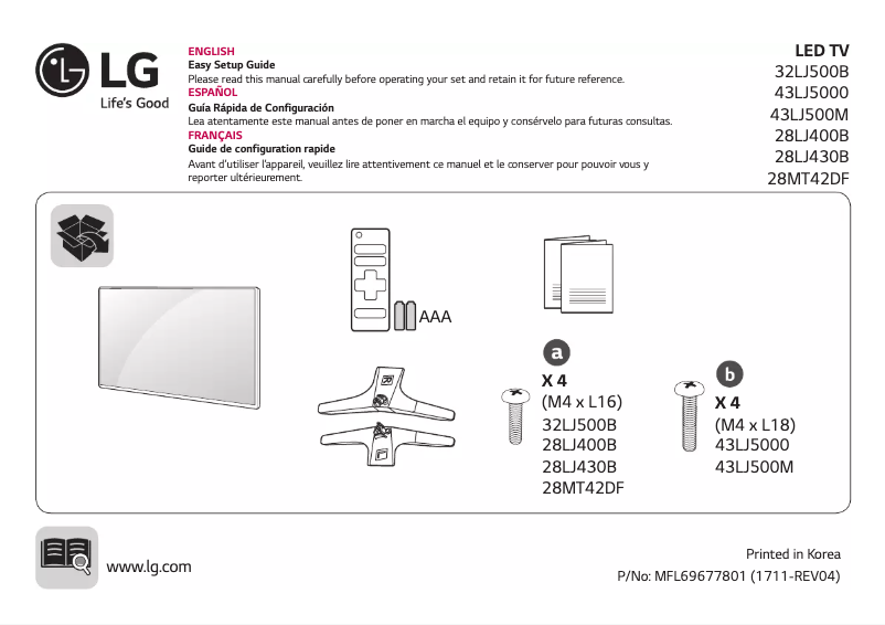 Page 1 de la notice Manuel utilisateur LG 28LJ430B