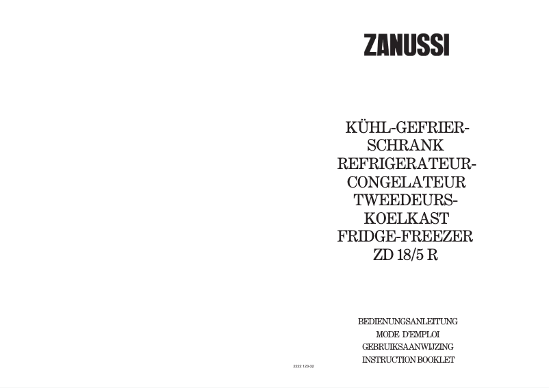 Page 1 de la notice Manuel utilisateur Zanussi ZD 18/5 r