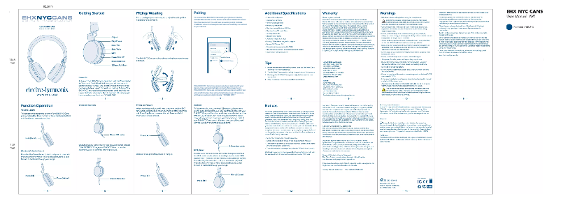 Page 1 de la notice Manuel utilisateur Electro Harmonix NYC Cans EC-BTH3