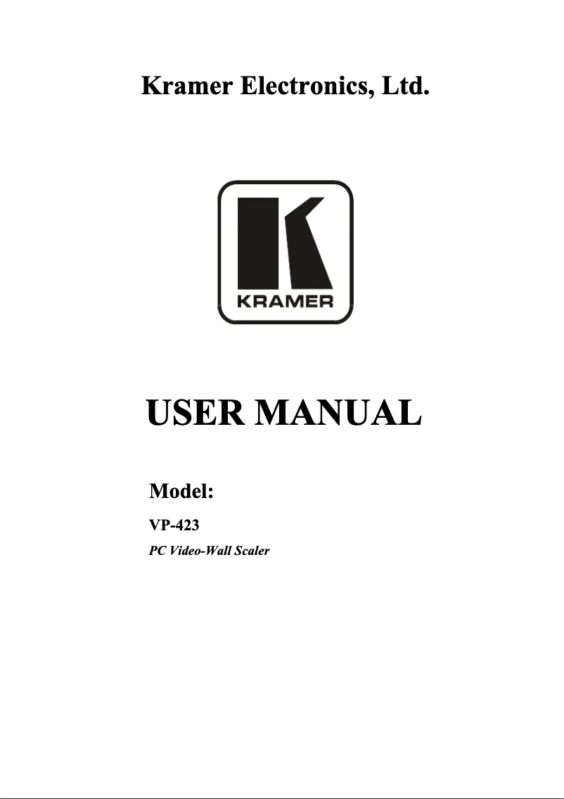 Page 1 de la notice Manuel utilisateur Kramer VP-423