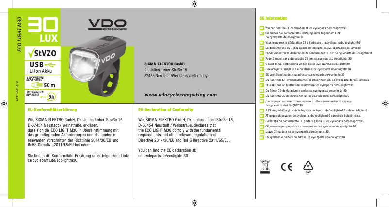 Page 1 de la notice Manuel utilisateur VDO M30