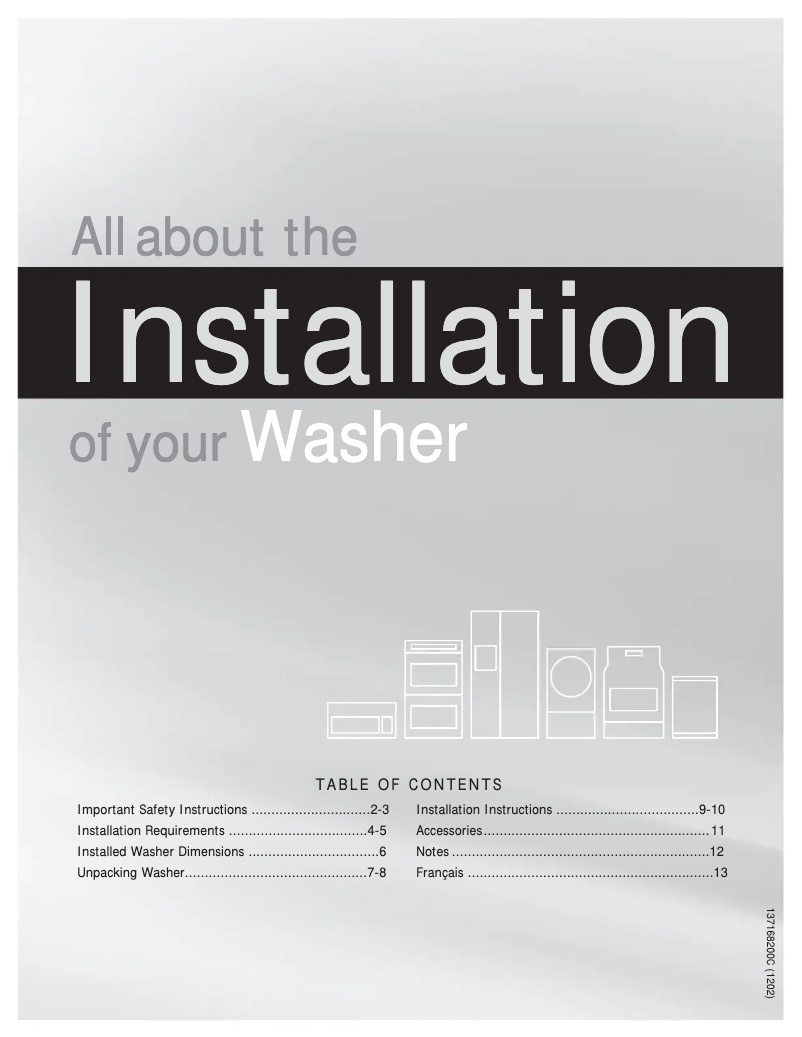 Page 1 de la notice Guide d'installation Frigidaire FAFW3517KR