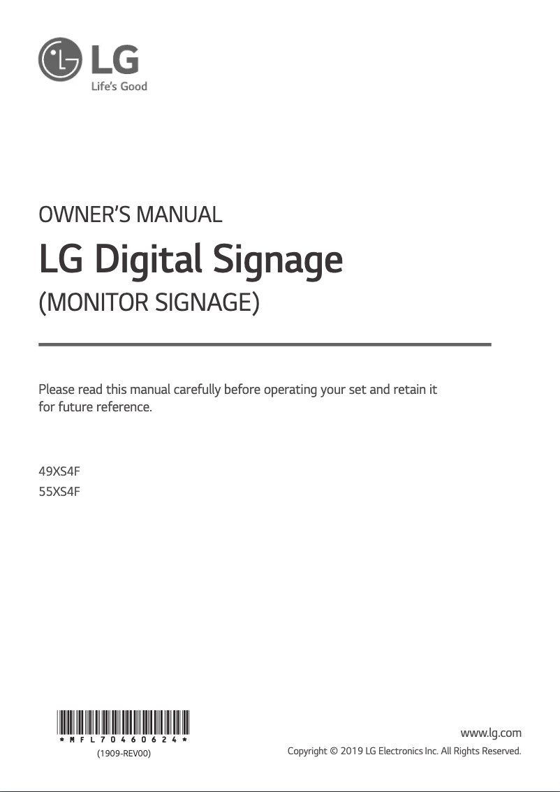 Image de la première page du manuel de l'appareil 55XS4F