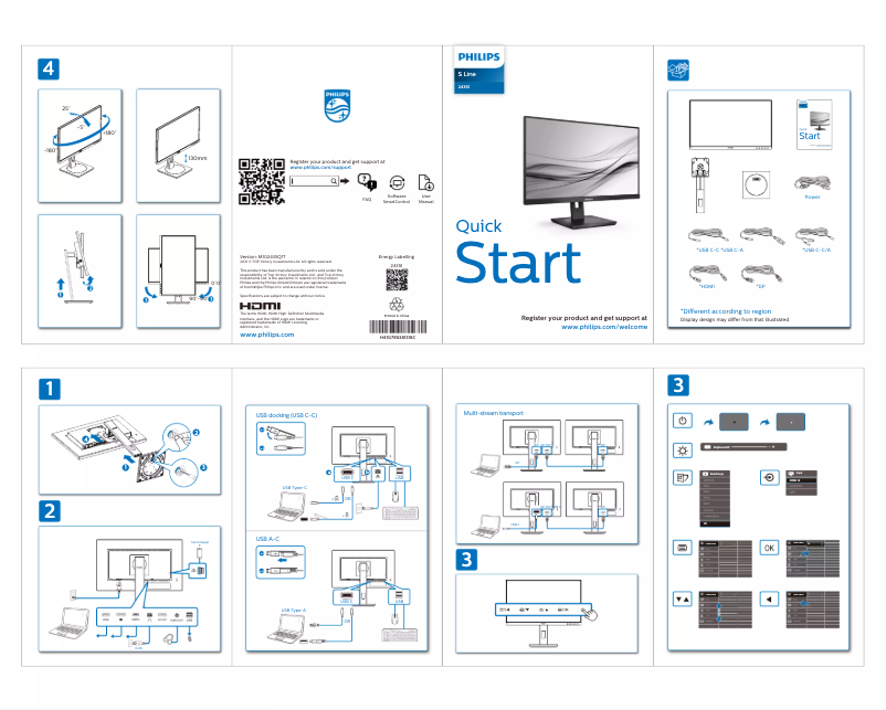 Page 1 de la notice Guide de démarrage rapide Philips 243S1