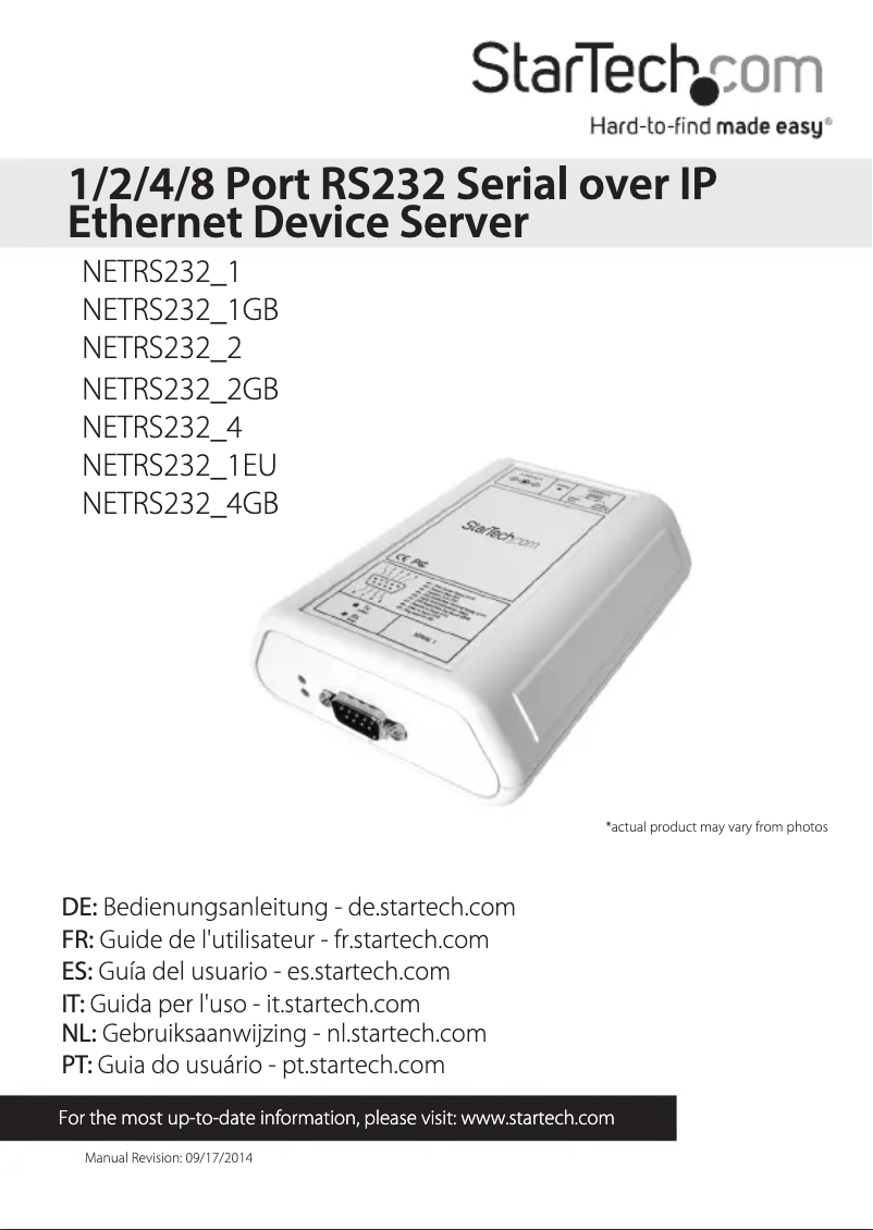 Page n°1 - Manuel utilisateur StarTech.com NETRS232_1GB