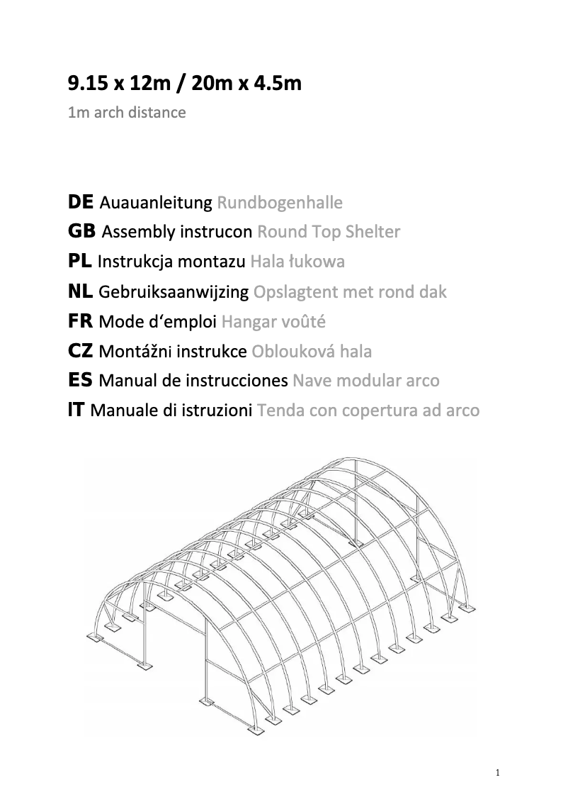 Page n°1 - Manuel utilisateur Profizelt24 20m x 4.5m