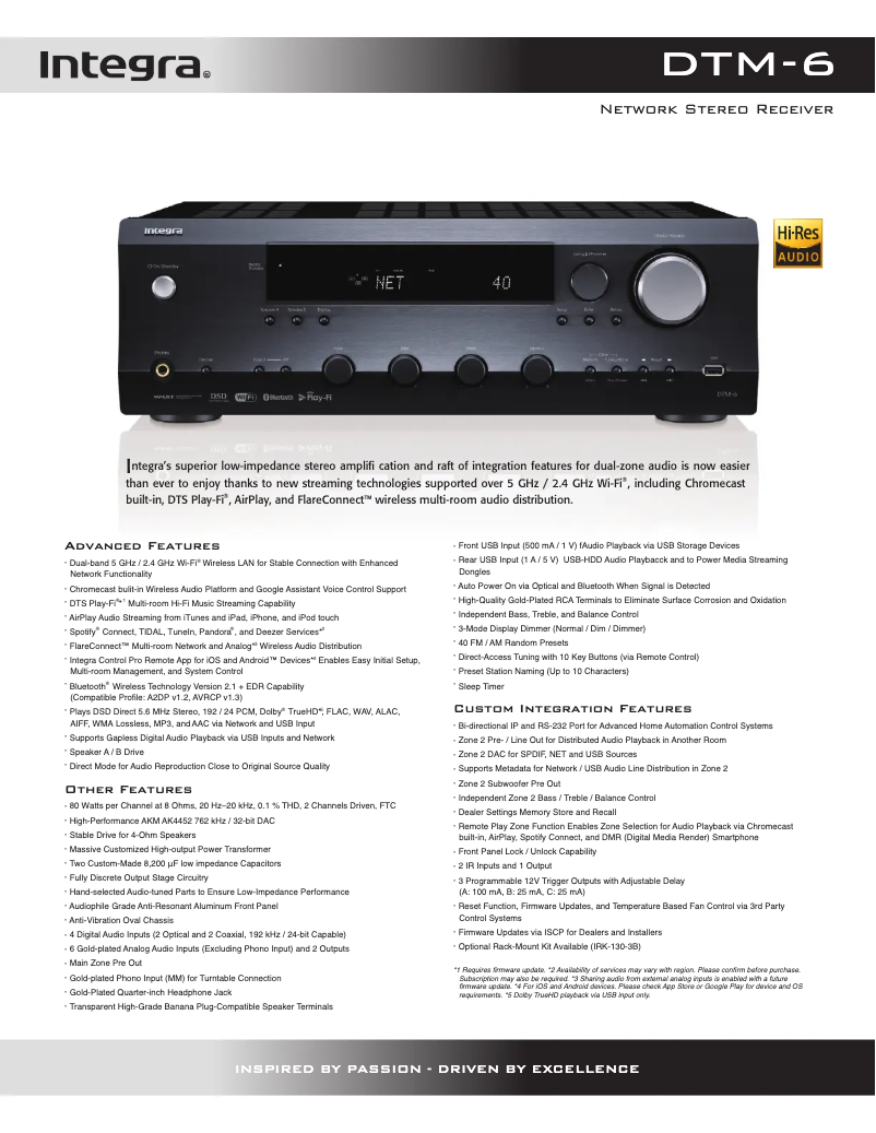 Page n°1 - Fiche technique Integra DTM-6