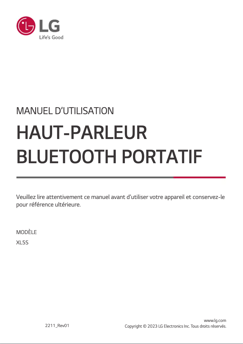 Image de la première page du manuel de l'appareil XL5S