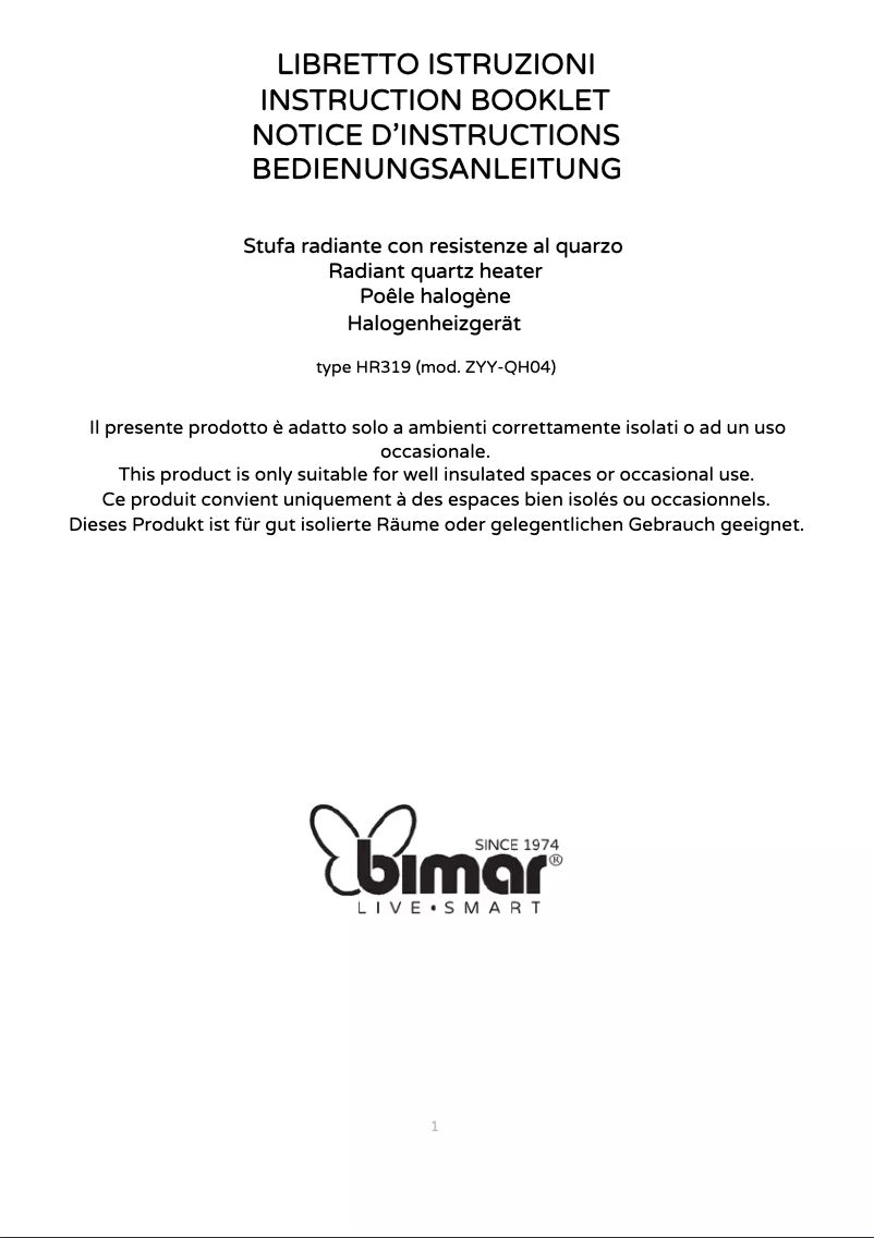 Page 1 de la notice Manuel utilisateur Bimar HR319