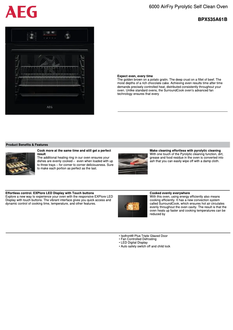 Página 1 del manual Ficha técnica AEG BPX535A61B