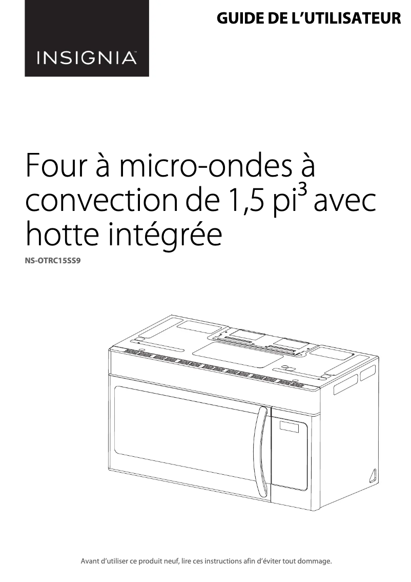 Page 1 de la notice Manuel utilisateur Insignia NS-OTRC15SS9