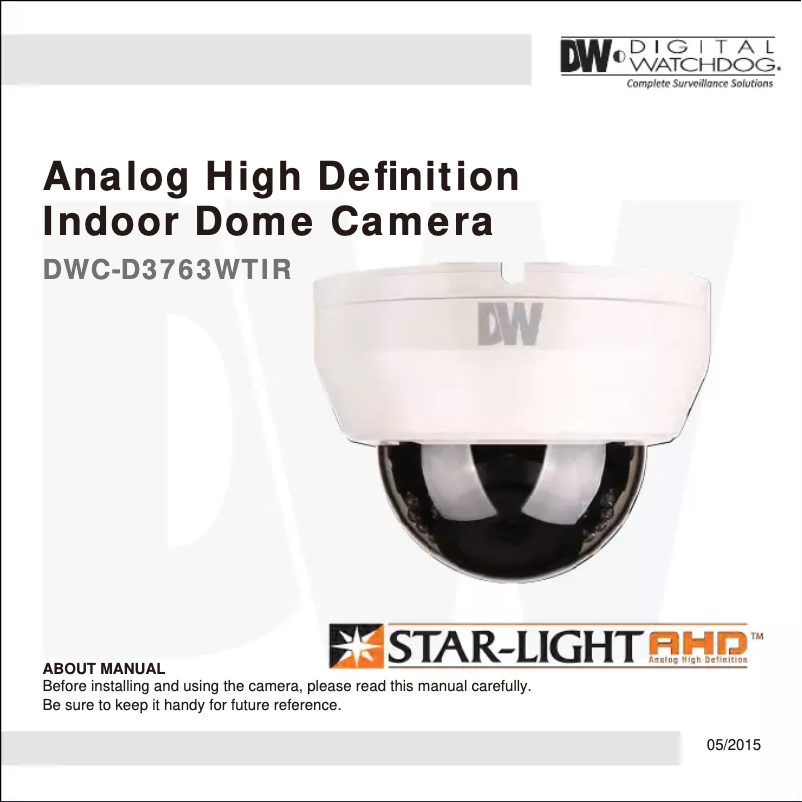 Page n°1 - Manuel utilisateur Digital Watchdog Star-Light AHD DWC-D3763WTIR