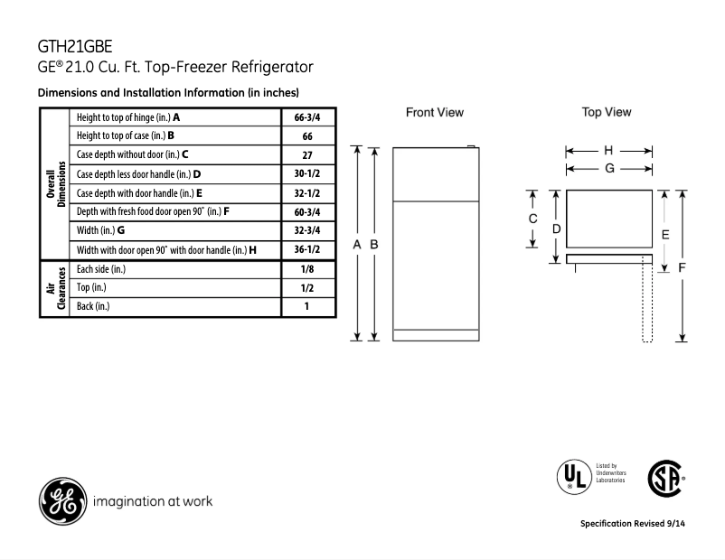 Image de la première page du manuel de l'appareil GTH21GBEWW