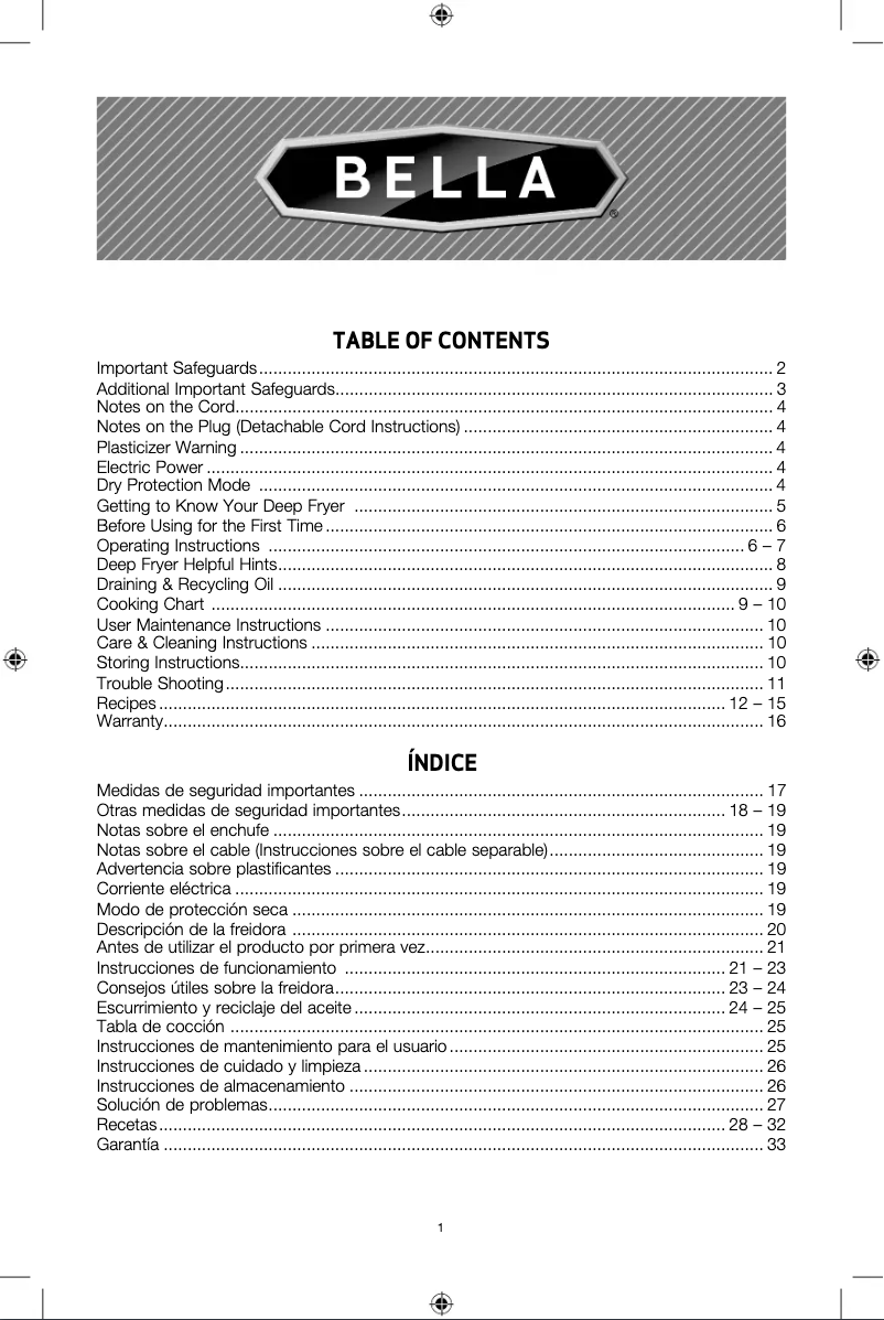 Page 1 de la notice Manuel utilisateur Bella BLA13691