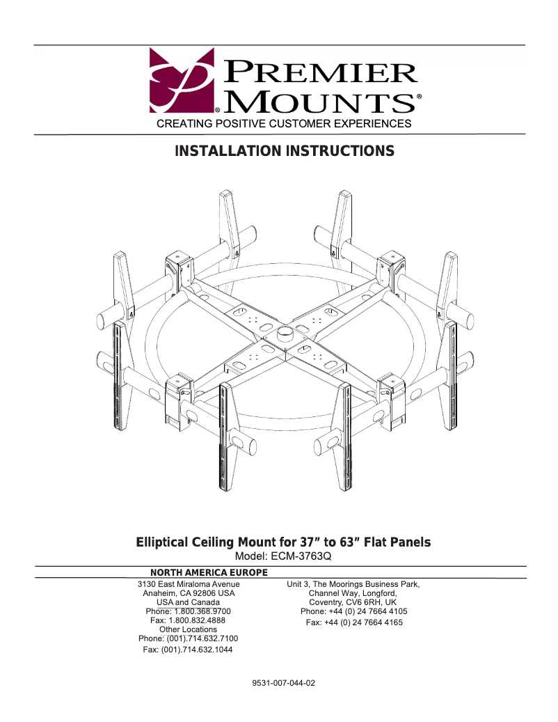 Page 1 de la notice Manuel utilisateur Premier Mounts ECM-3763Q