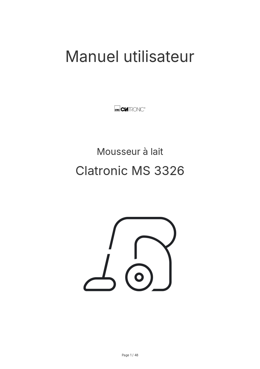 Page n°1 - Manuel utilisateur Clatronic MS 3326