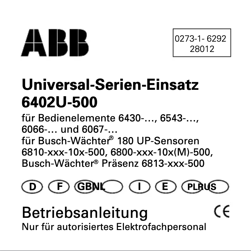 Página 1 del manual Manual de usuario Busch-Jaeger 2CKA006430A0313