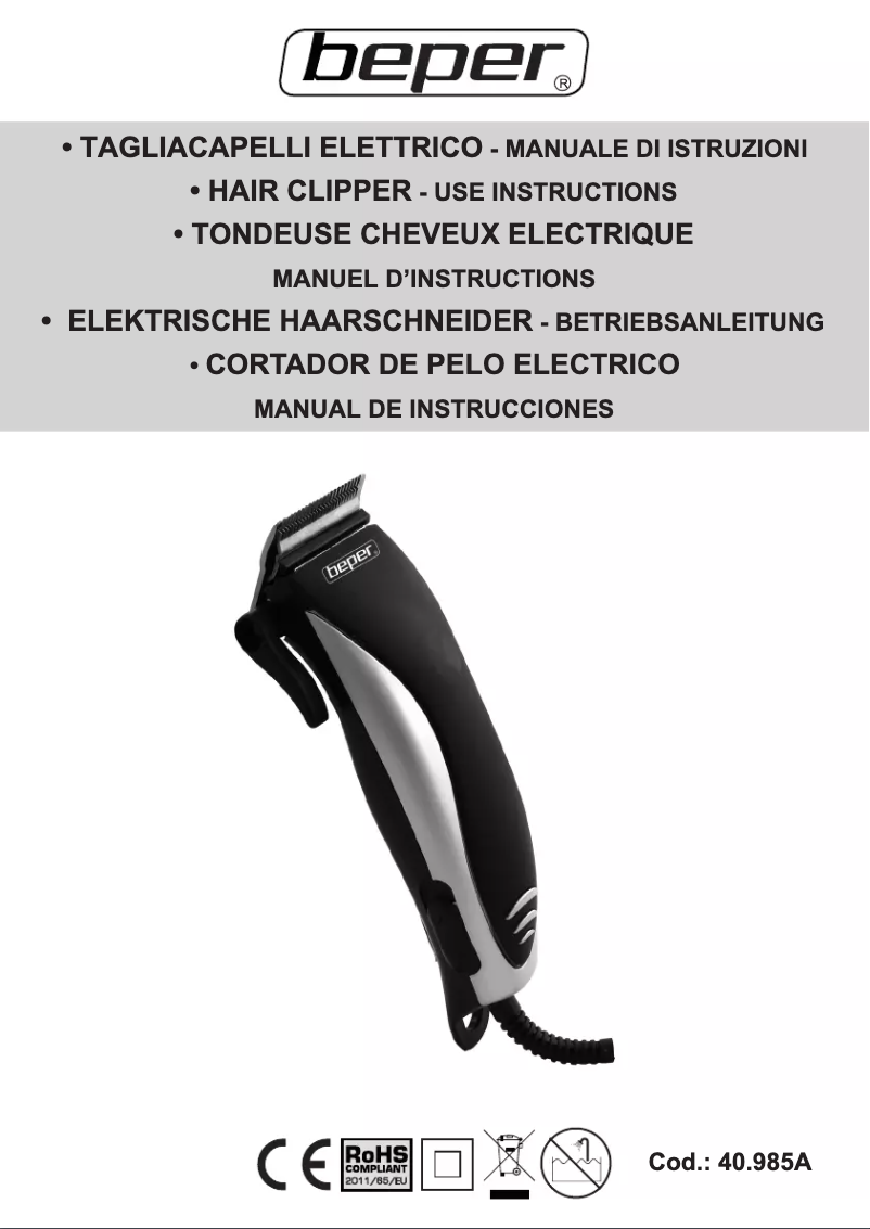 Page 1 de la notice Manuel utilisateur Beper 40.985/A