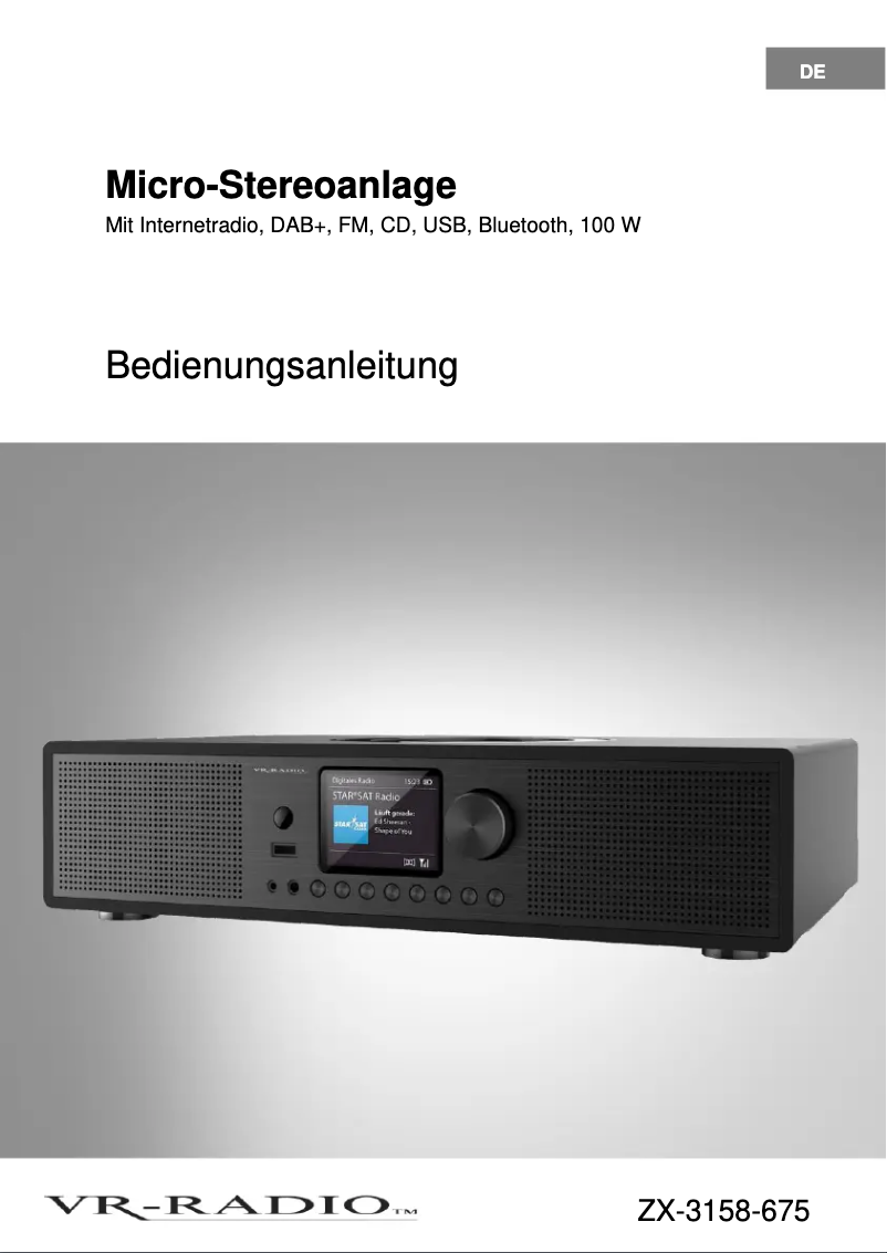Page 1 de la notice Manuel utilisateur VR-Radio ZX-3158