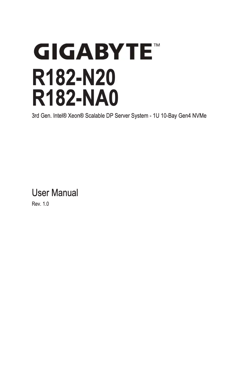 Image de la première page du manuel de l'appareil R182-NA0