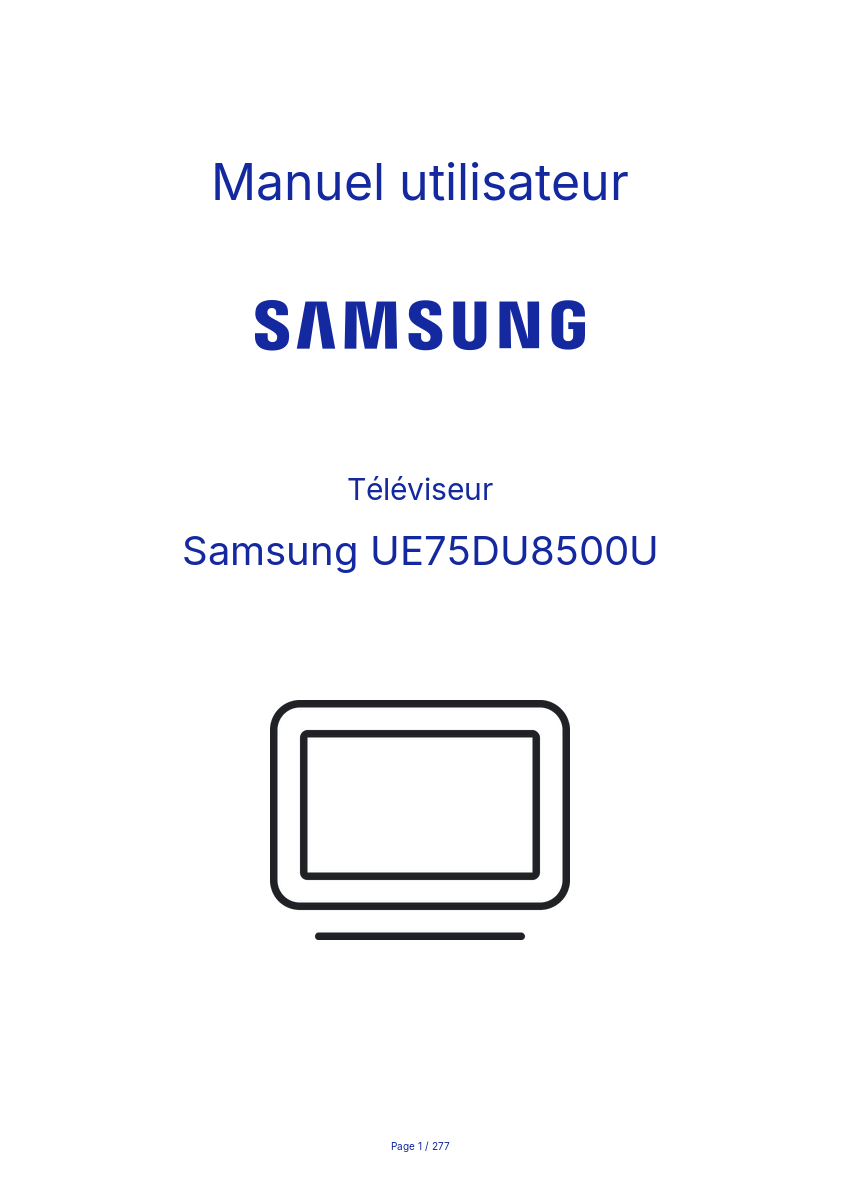 Image de la première page du manuel de l'appareil UE75DU8500U