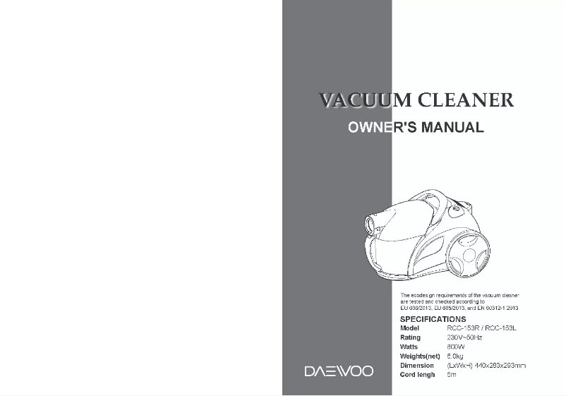 Page n°1 - Manuel utilisateur Daewoo RCC-153R