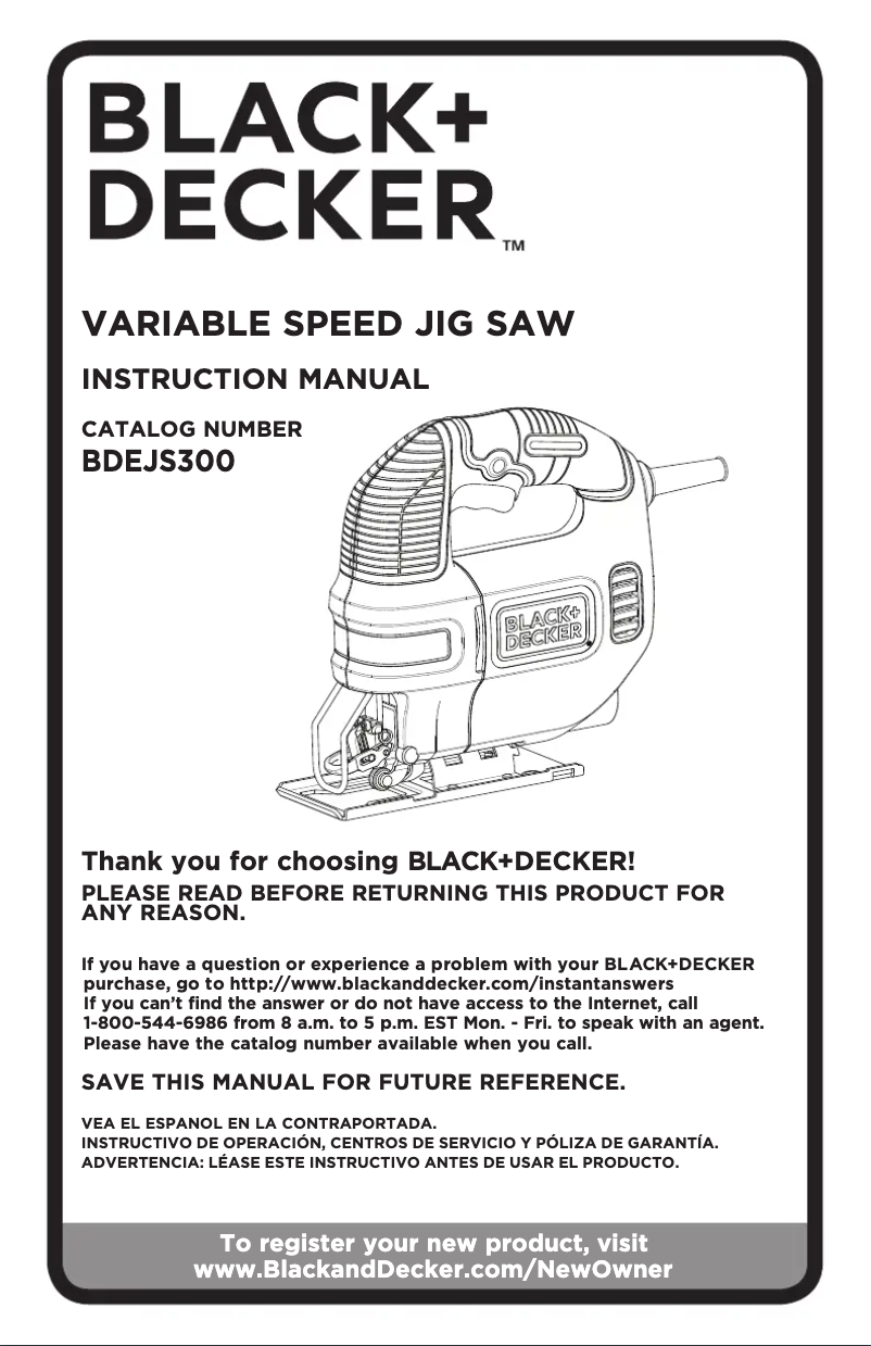 Page n°1 - Manuel utilisateur Black & Decker BDEJS300