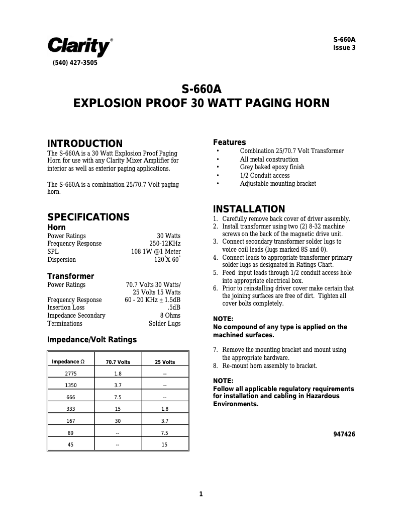 Page 1 de la notice Manuel utilisateur Valcom S-660A