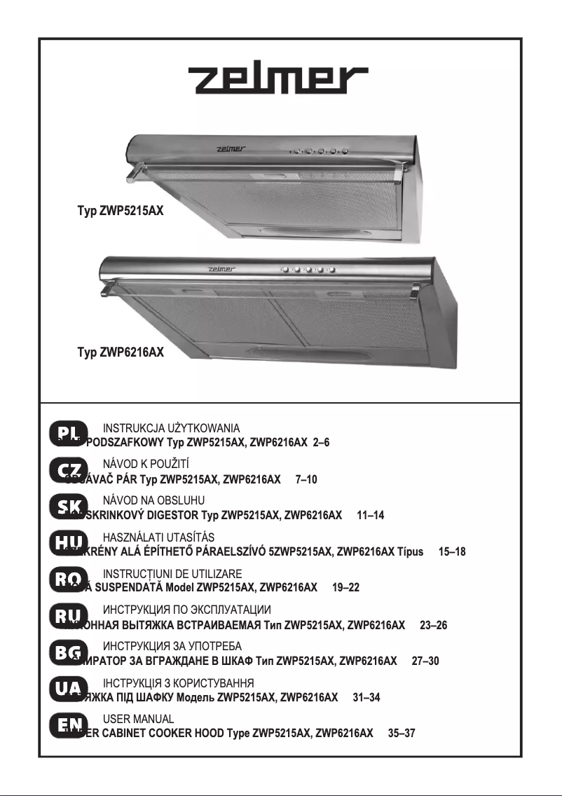 Page 1 de la notice Manuel utilisateur Zelmer ZWP6216AX