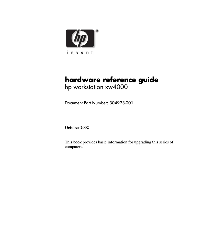 Page 1 de la notice Manuel utilisateur HP xw4000