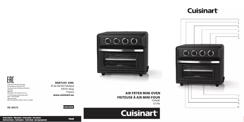Page 1 de la notice Manuel utilisateur Cuisinart AirFryer TOA-60