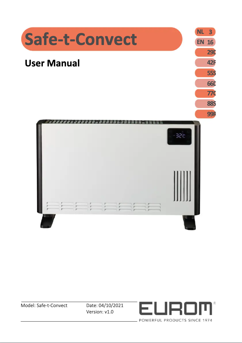 Image de la première page du manuel de l'appareil Safe-T-Convect 2400