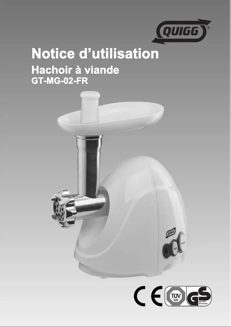 Page n°1 - Manuel utilisateur Quigg GT-MG-02-FR