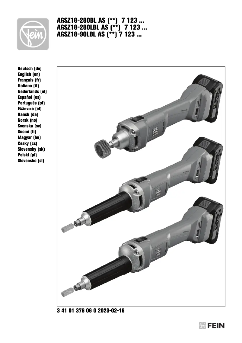 Image de la première page du manuel de l'appareil AGSZ 18-280 LBL AS