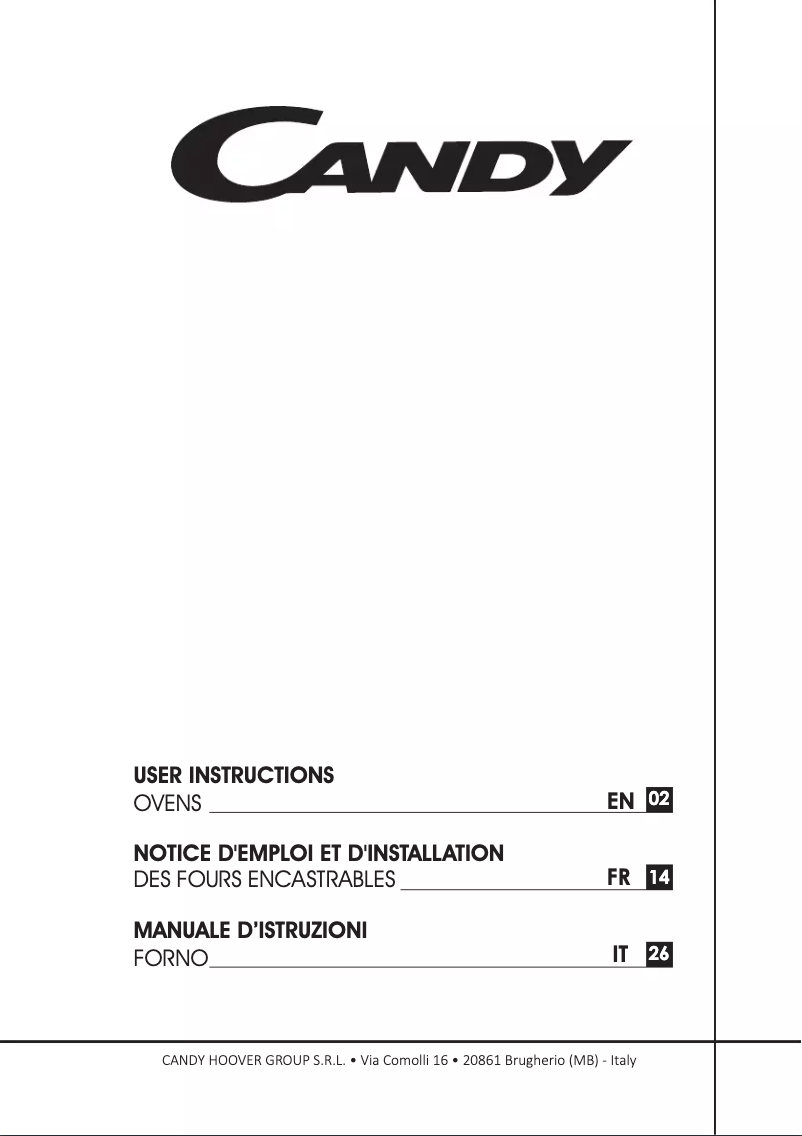 Page n°1 - Manuel utilisateur Candy FCS502XE/E