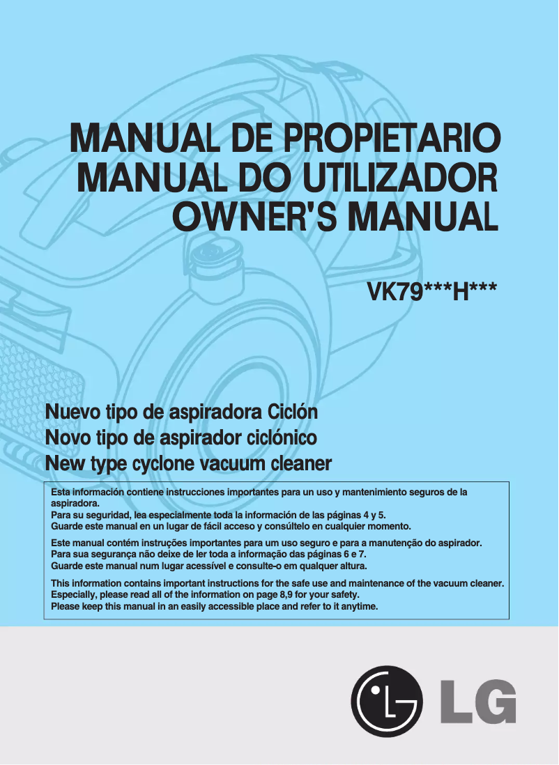 Page n°1 - Manuel utilisateur LG VK7920NHAQT