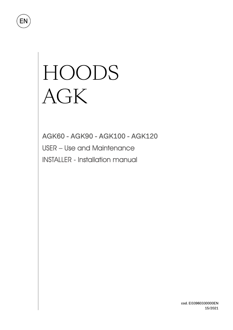 Page 1 de la notice Manuel utilisateur Ilve AGK90