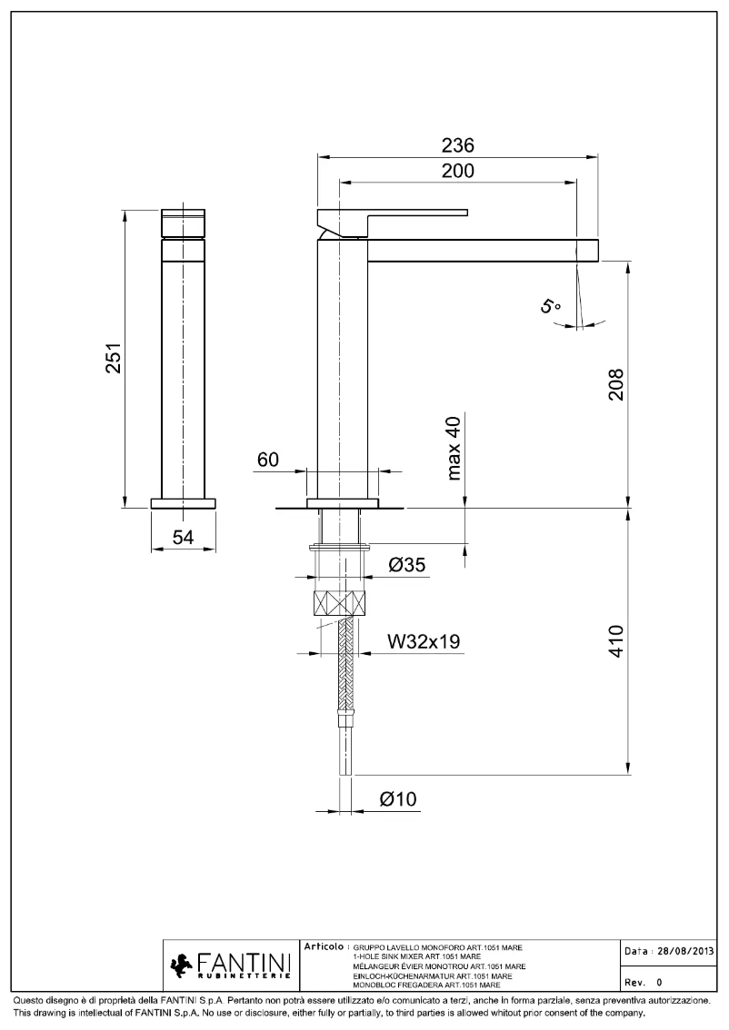 Page n°1 - Fiche technique Fantini 1051F