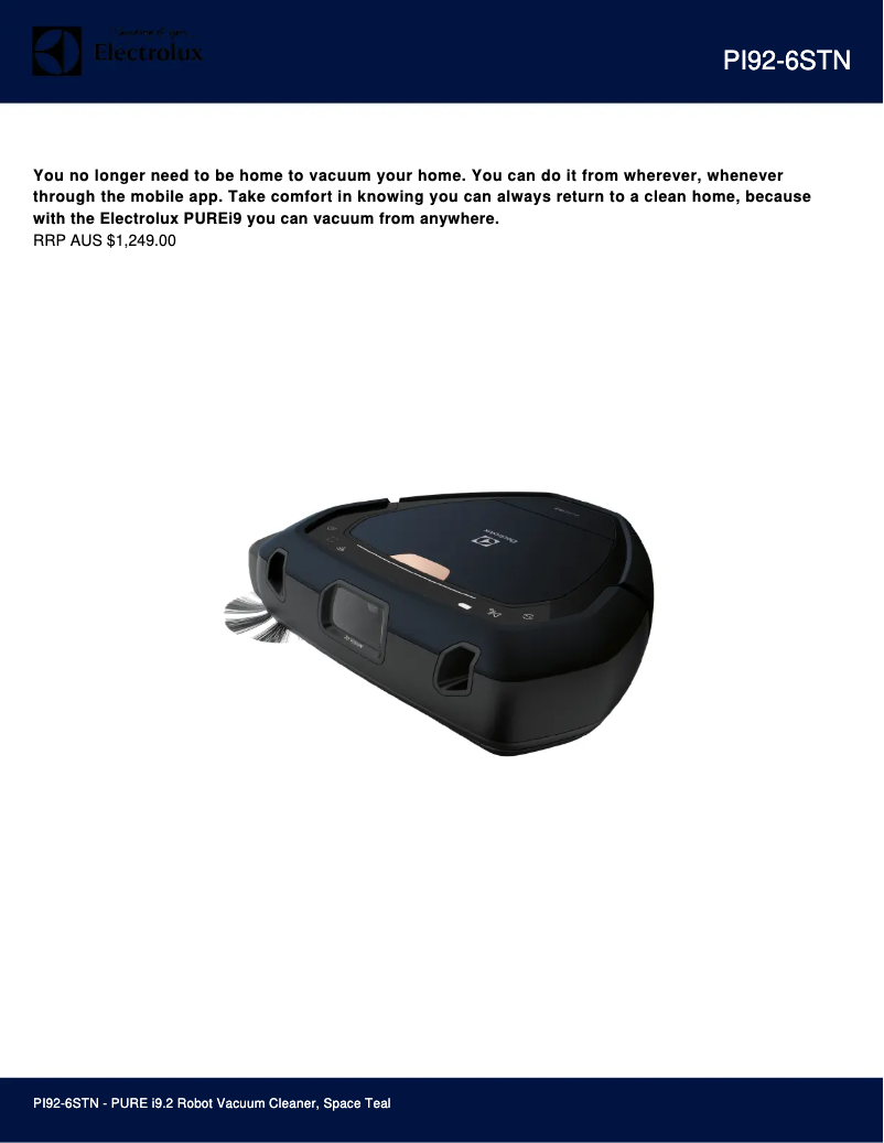 Page 1 de la notice Fiche technique Electrolux Pure i9.2 PI92-6STN