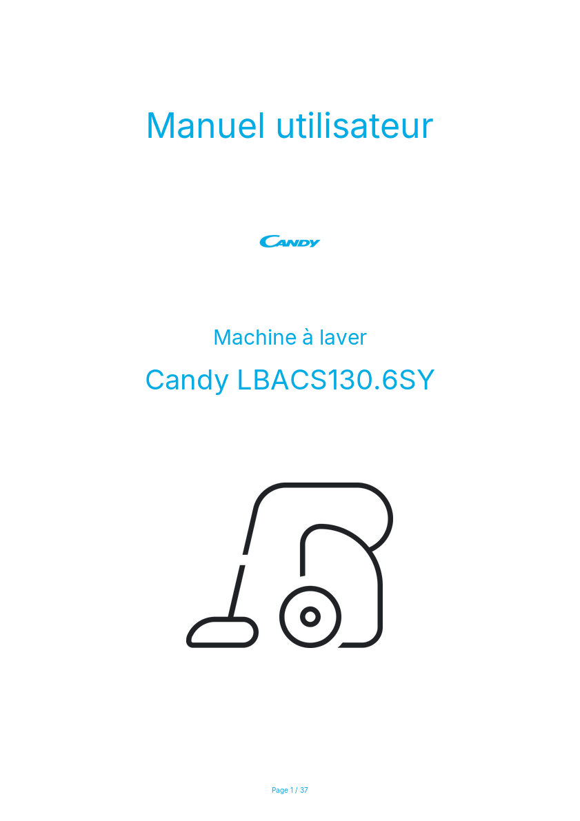 Page n°1 - Manuel utilisateur Candy LBACS130.6SY