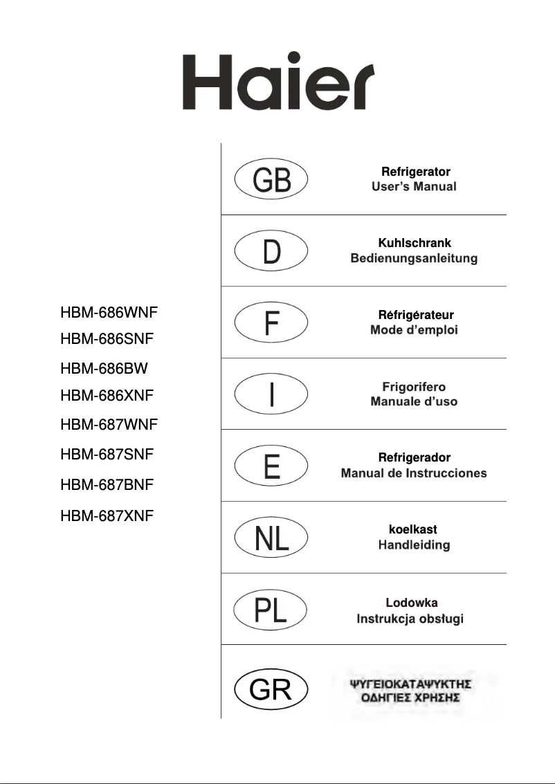 Page 1 de la notice Manuel utilisateur Haier HBM-687BNF